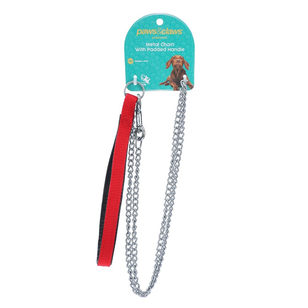 Paws & Claws Pet/Dog 120x2cm Chain Lead w/ Padded Handle - Assorted
