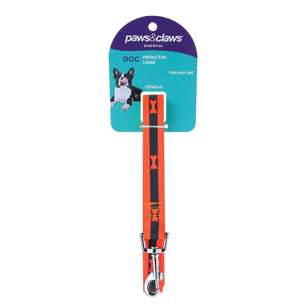 Paws & Claws 150x2cm Reflective Lead w/ Bone Print - Assorted