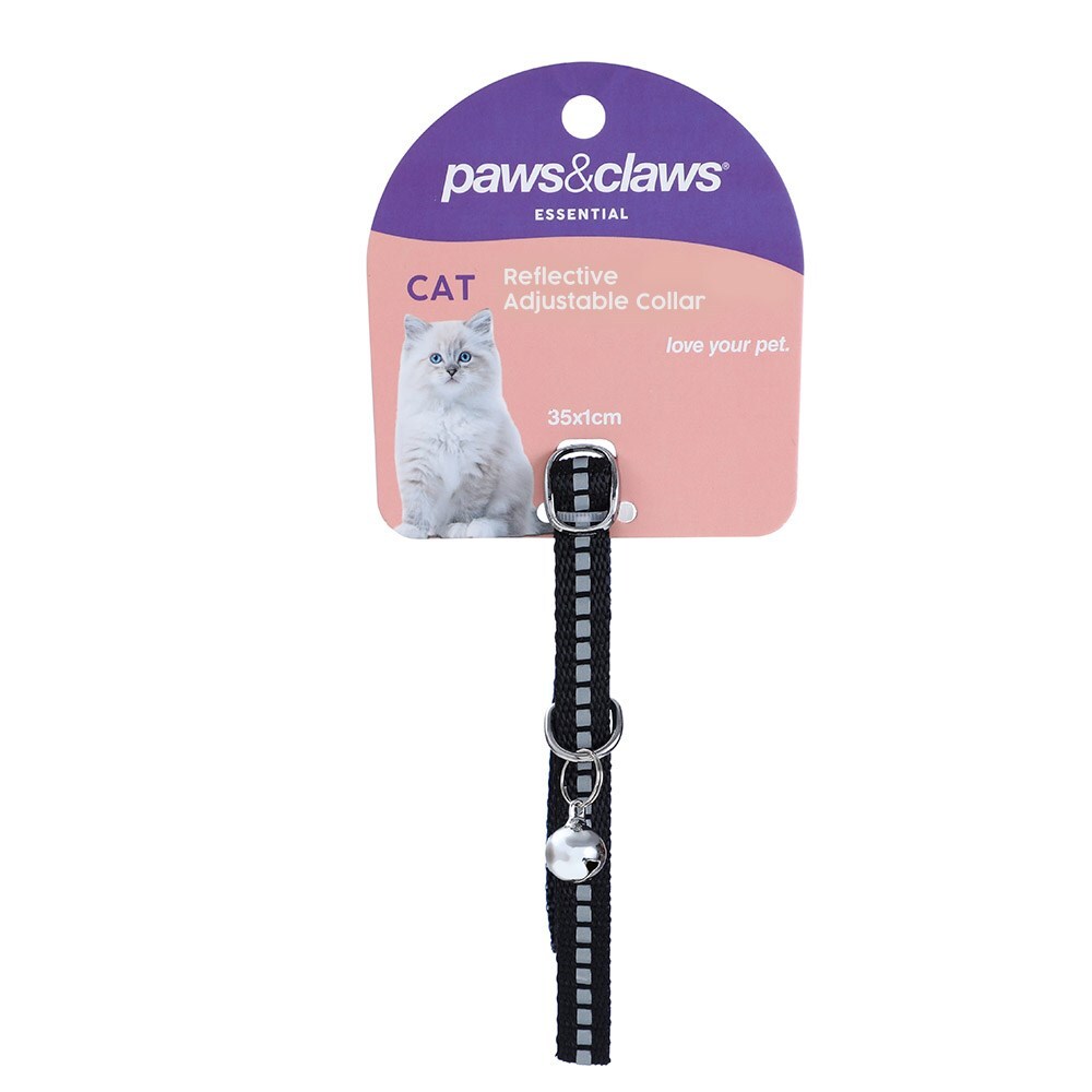 Paws & Claws Pet/Cat Reflective 35x1cm Collar Nylon w/ Bell - Assorted