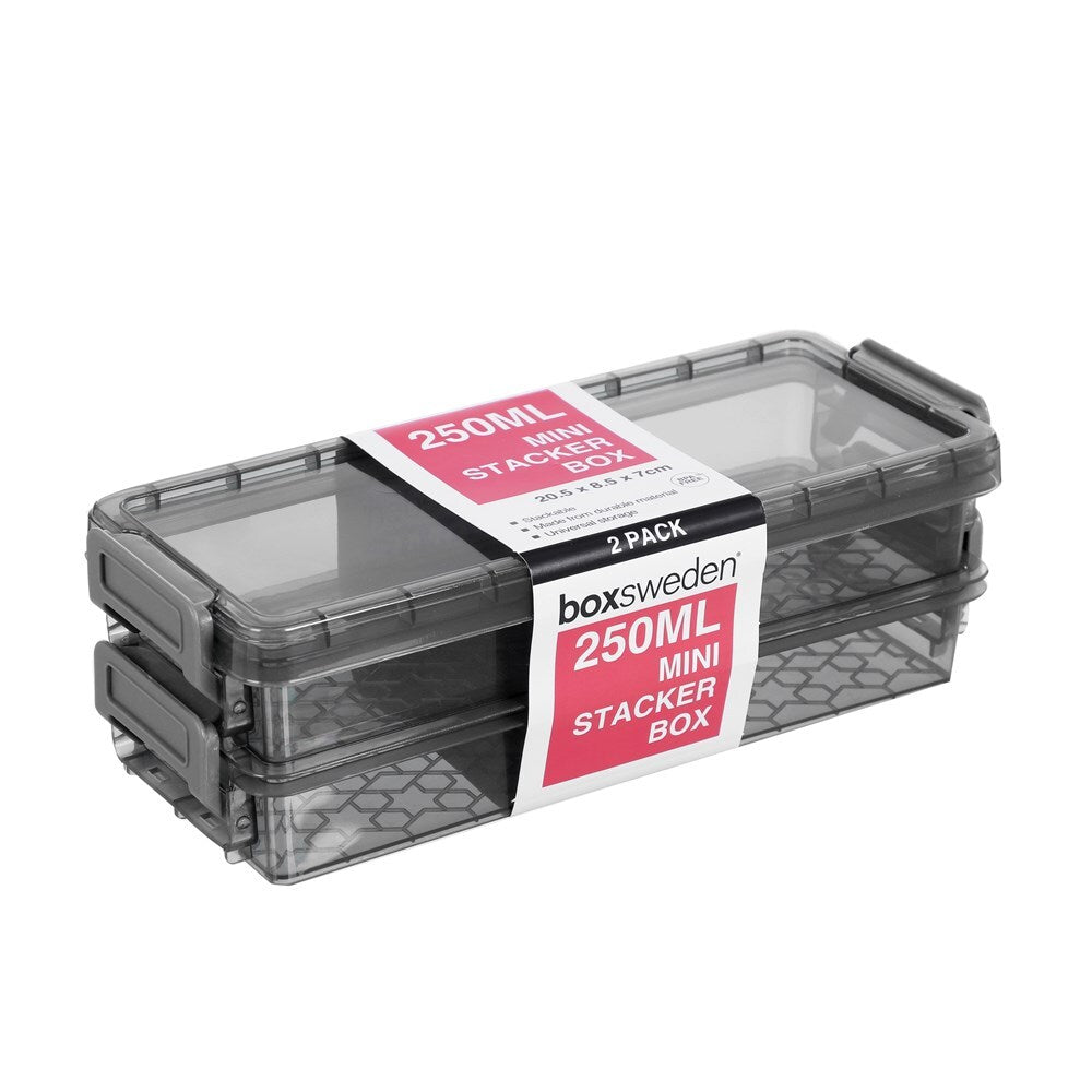 2PK Boxsweden Mini Stacker Box 250Ml Charcoal