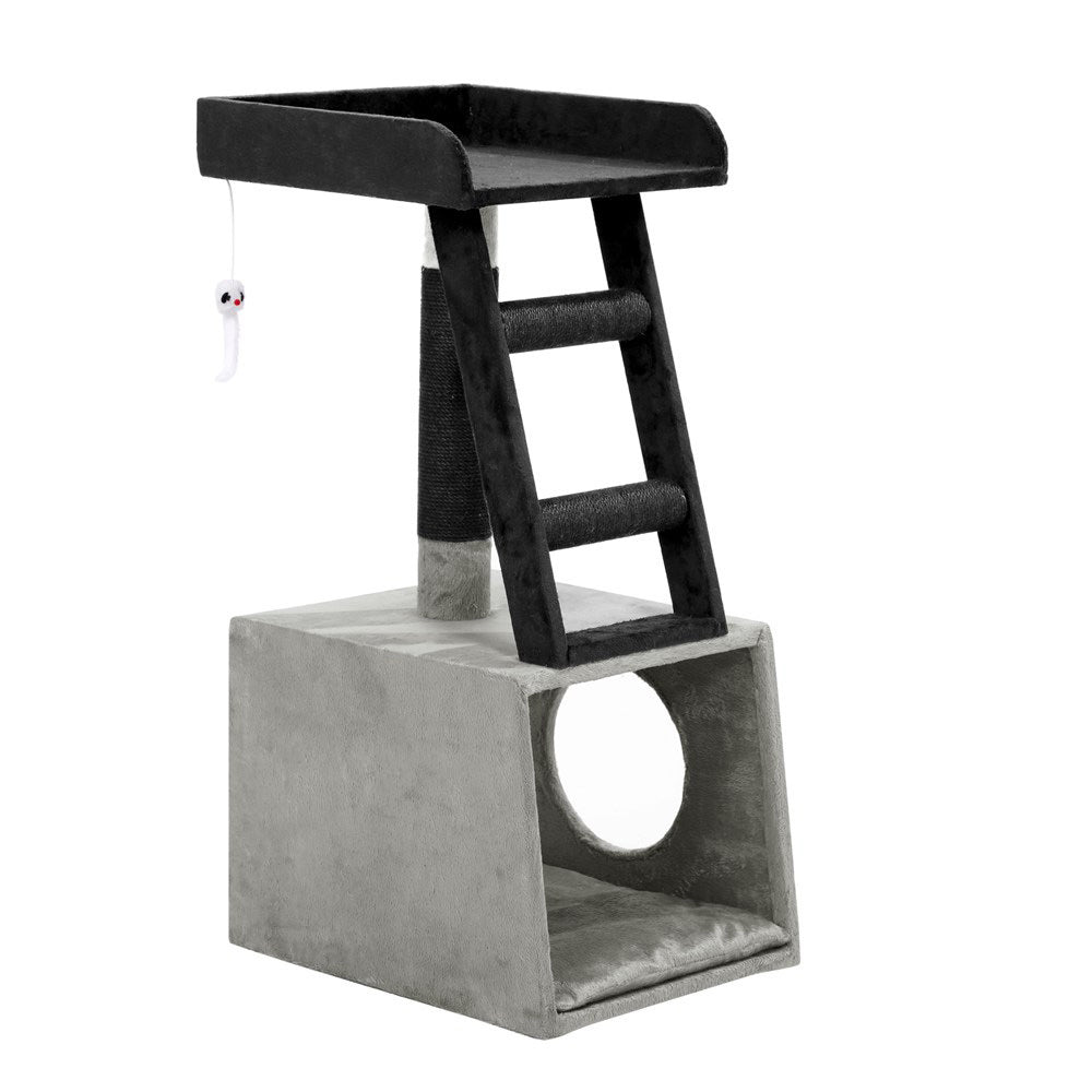 Paws & Claws Catsby Oakwood Sleep & Play Condo 35x35x79cm - Silver Grey & Black