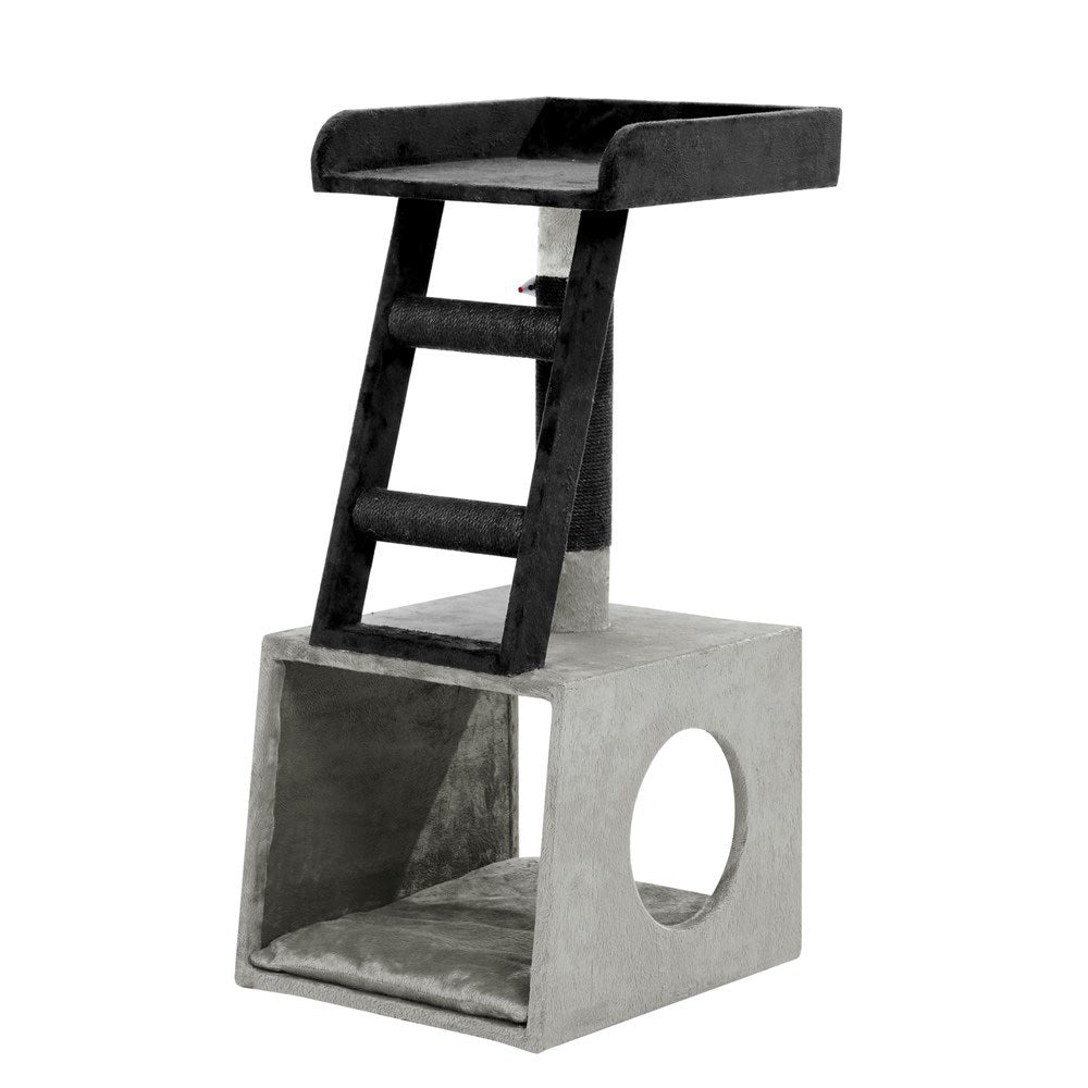 Paws & Claws Catsby Oakwood Sleep & Play Condo 35x35x79cm - Silver Grey & Black
