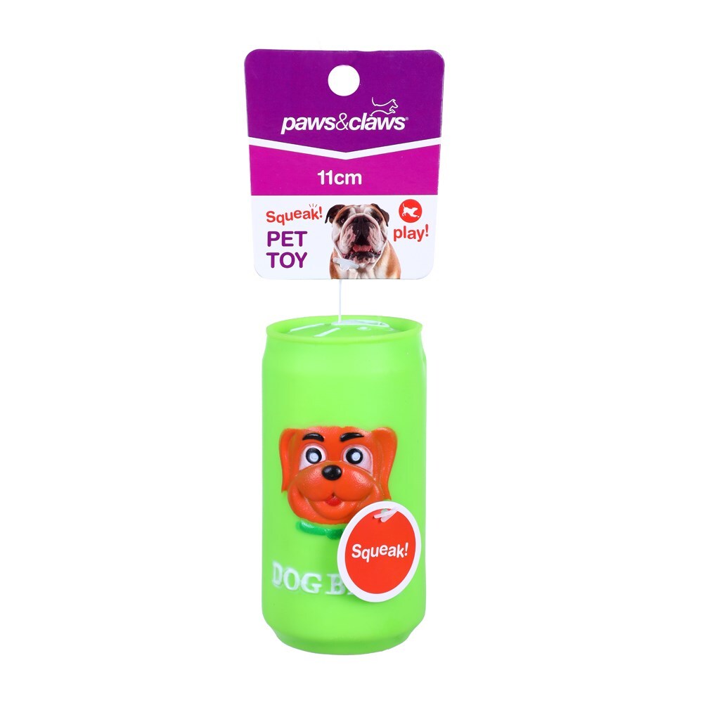 Paws & Claws Beer Can Vinyl Pet Toy 11cm Assorted