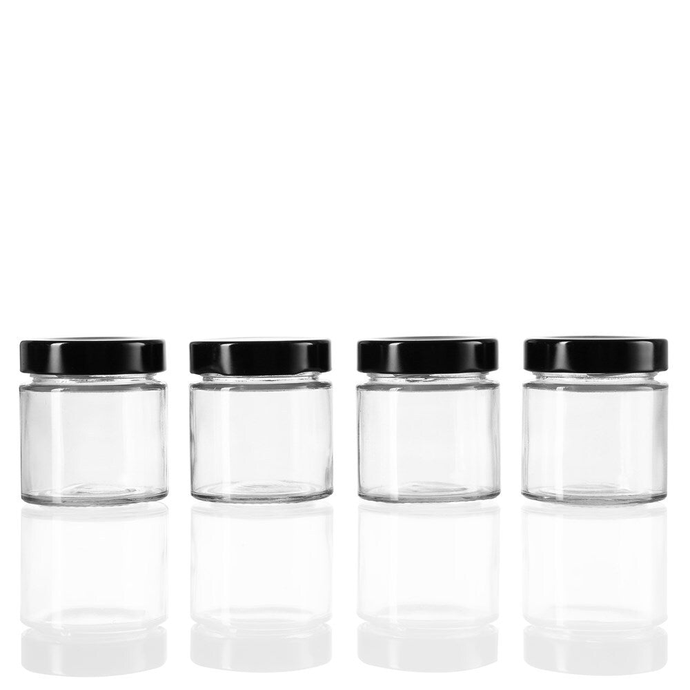 4PK Lemon & Lime Soho Glass Preserve Jar 125Ml With Black Lid
