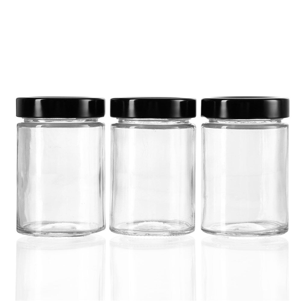 3PK Lemon & Lime Soho Glass Preserve Jar 260Ml With Black Lid