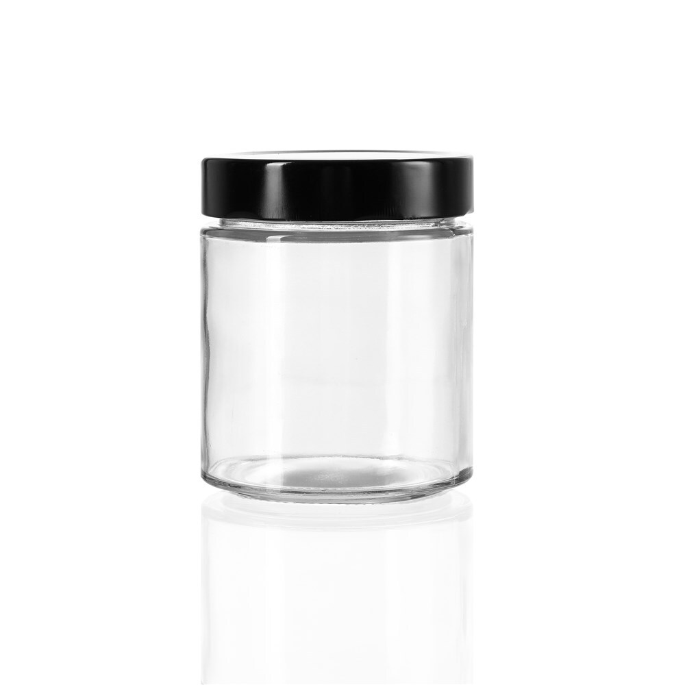 Lemon & Lime Soho 470ml Glass Preserve Jar w/ Black Lid - Clear