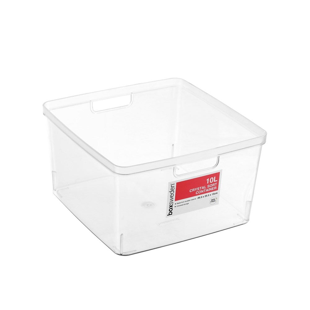 Boxsweden Crystal Sort Container 10L Assorted 26.5X25.5X15cm