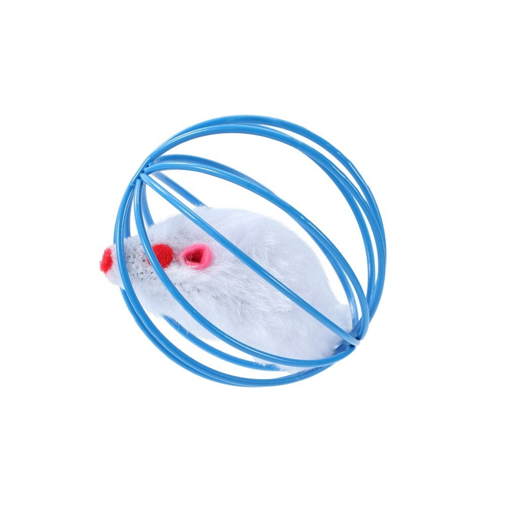 Paws & Claws Wire Ball & Mouse Catnip Toy Blue 6cm