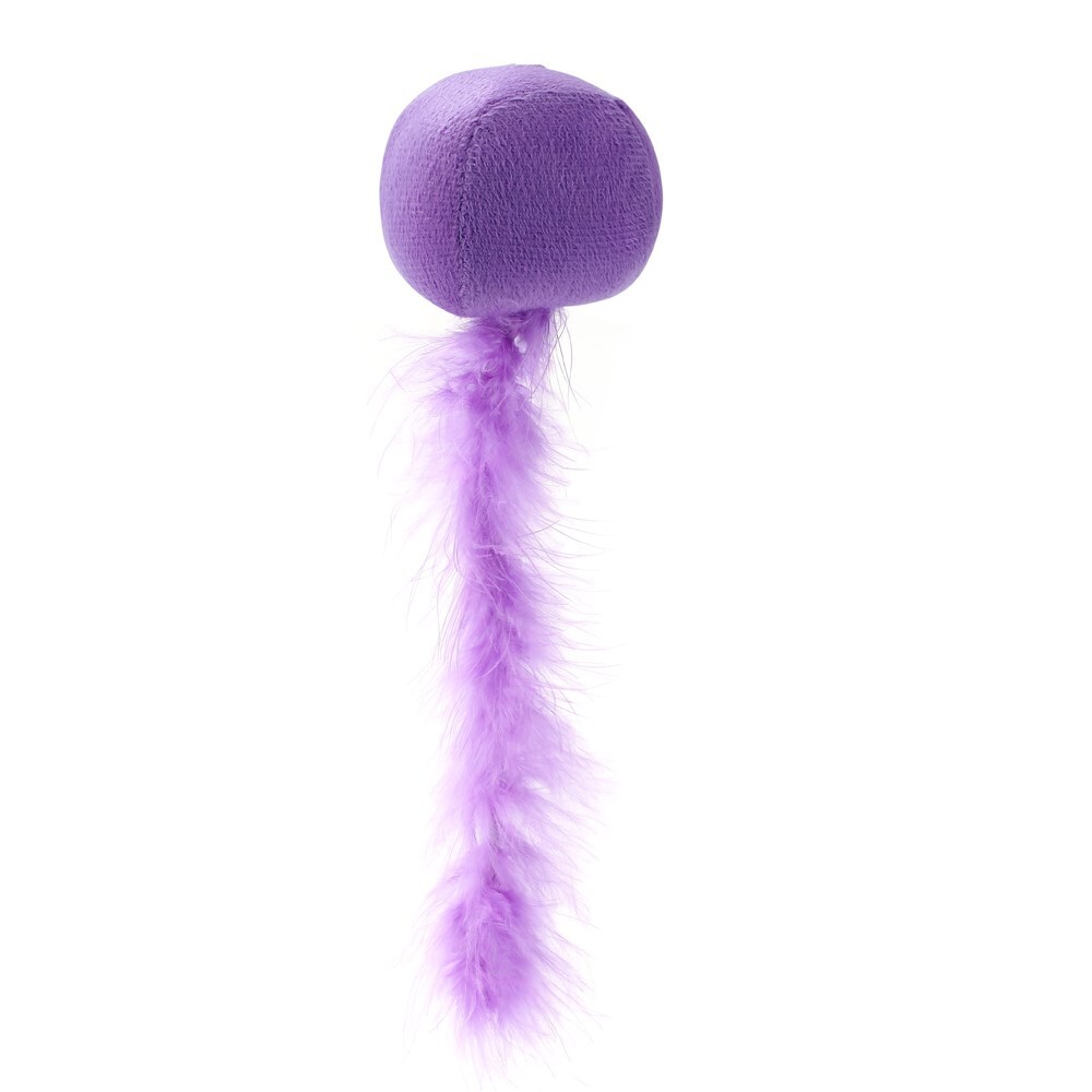 Paws & Claws Plush Catnip Ball w/ Feather Tail 20X5cm Assorted