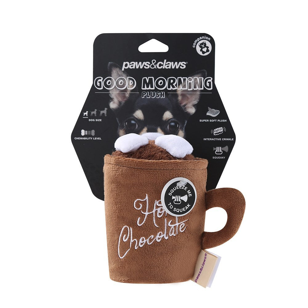 Paws & Claws Good Morning Plush Hot Choc Dog/Pet Toy 15.5x15cm