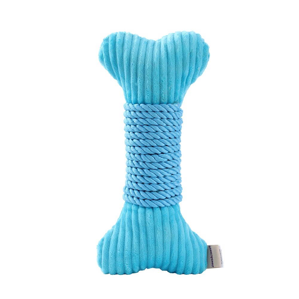 Paws & Claws 30x14cm Roped-Up Plush Bone Dog Toy - Aqua