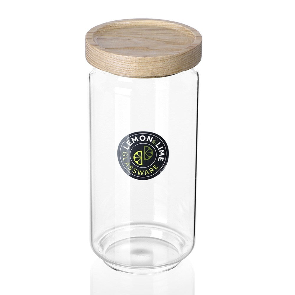 Lemon & Lime Woodend Beach Glass Canister 1L