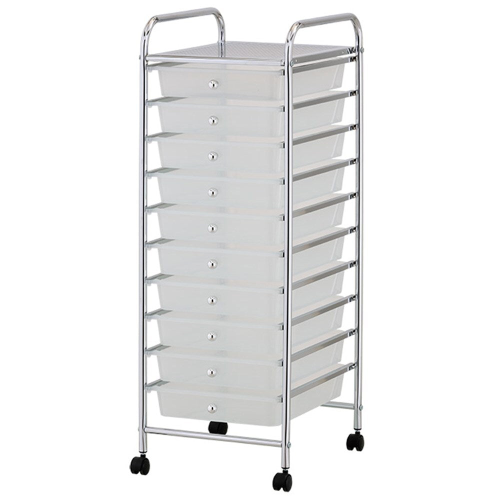 Boxsweden Metal Trolley 10 Drawer Clear W/Wheels 32X36.5X90cm