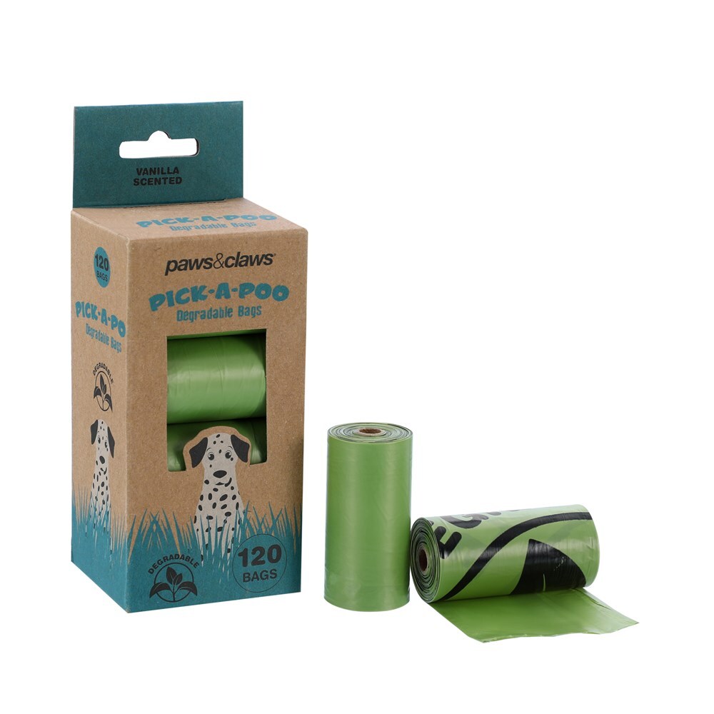 120pc Paws & Claws Pick-A-Poo Degradable Waste Bags - Vanilla Scented
