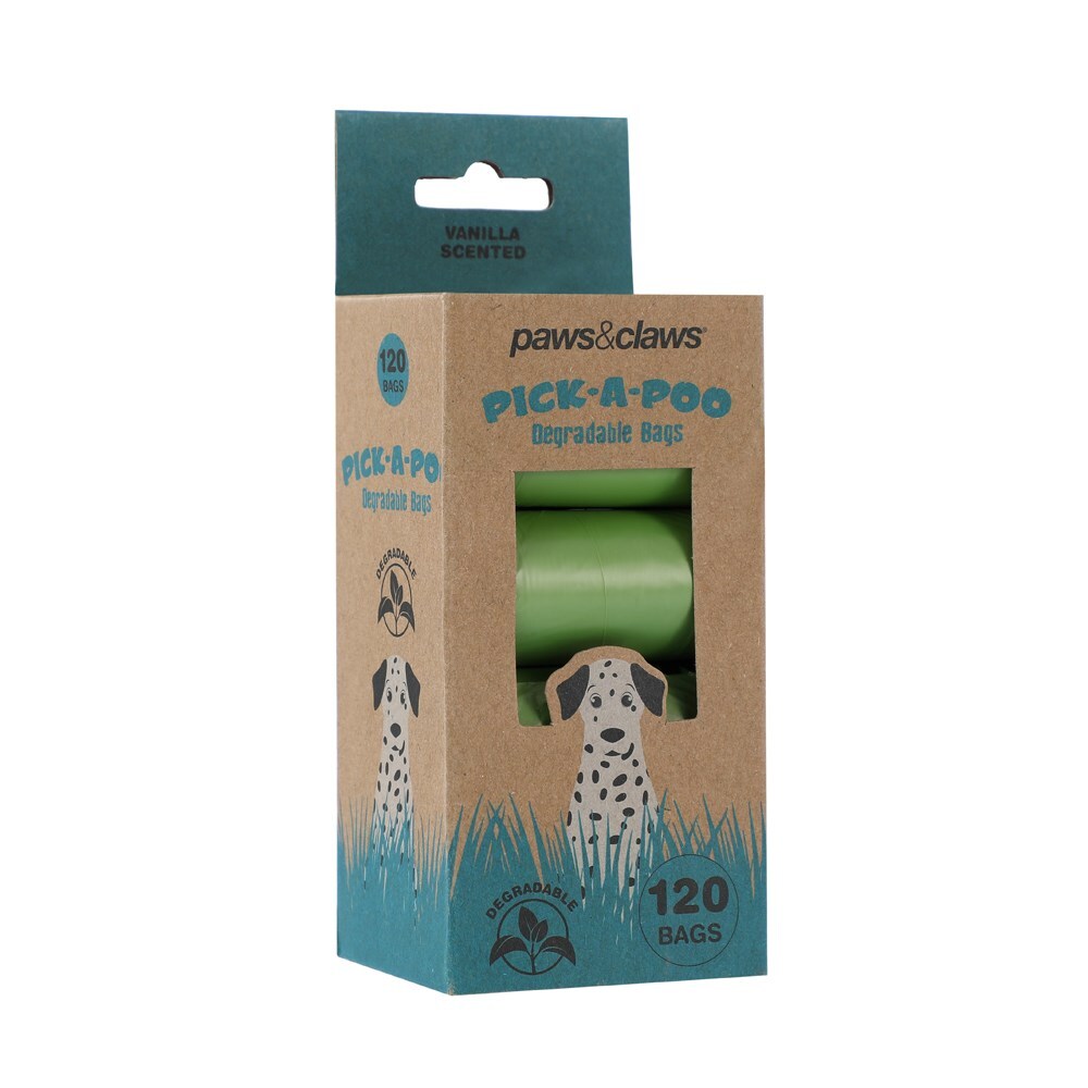 120pc Paws & Claws Pick-A-Poo Degradable Waste Bags - Vanilla Scented