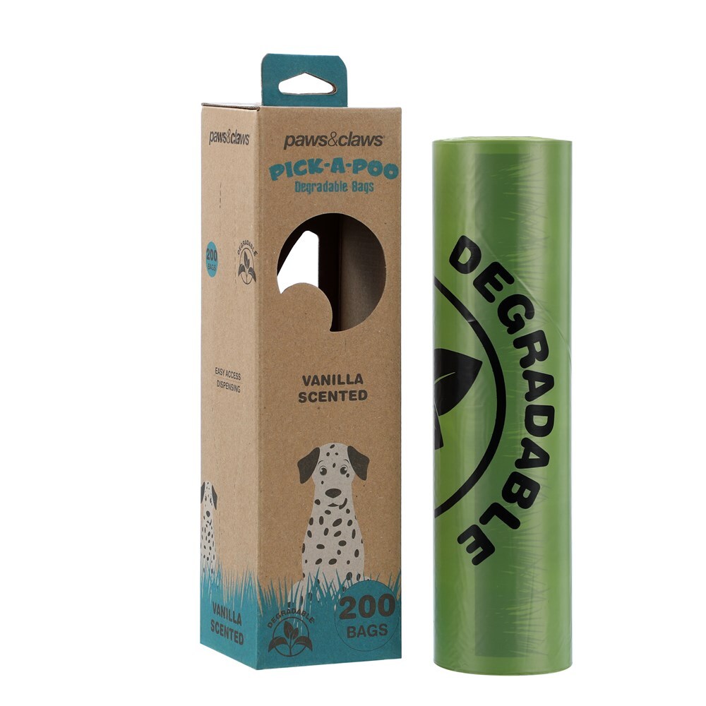 200PK Paws & Claws Pick-A-Poo Degradable Waste Bags Dispenser - Vanilla Scented
