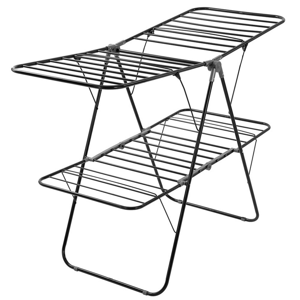 Boxsweden 2 Tier 32 Rail Foldable Clothes Airer - Black