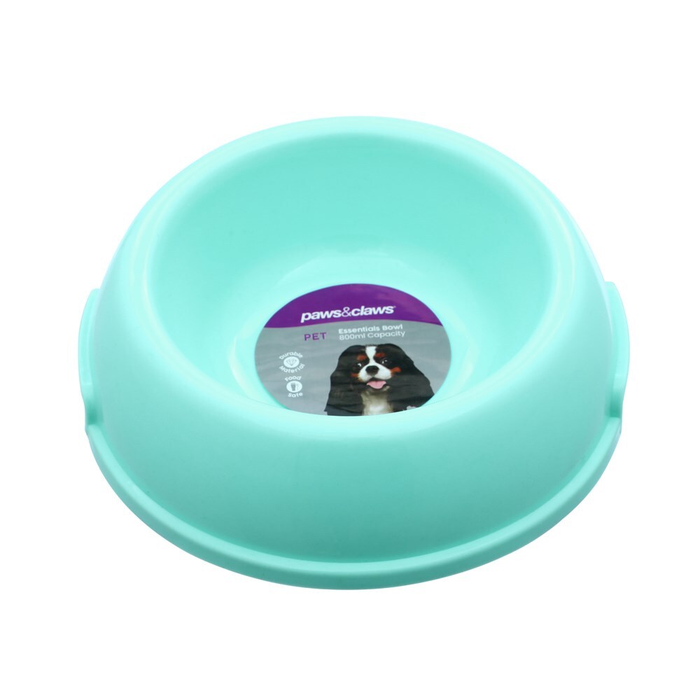 Paws & Claws Pet Essentials Round Bowl Medium w/ Handle 14x18x5.5cm 800ml Assorted