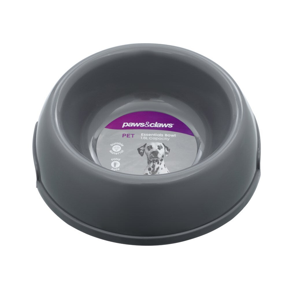 Paws & Claws Pet Essentials Round Bowl Large w/ Handle 16x21x6.5cm 1.6L Assorted