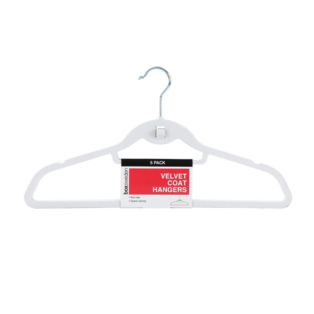 5PK Boxsweden Velvet Hangers 44.5cm White
