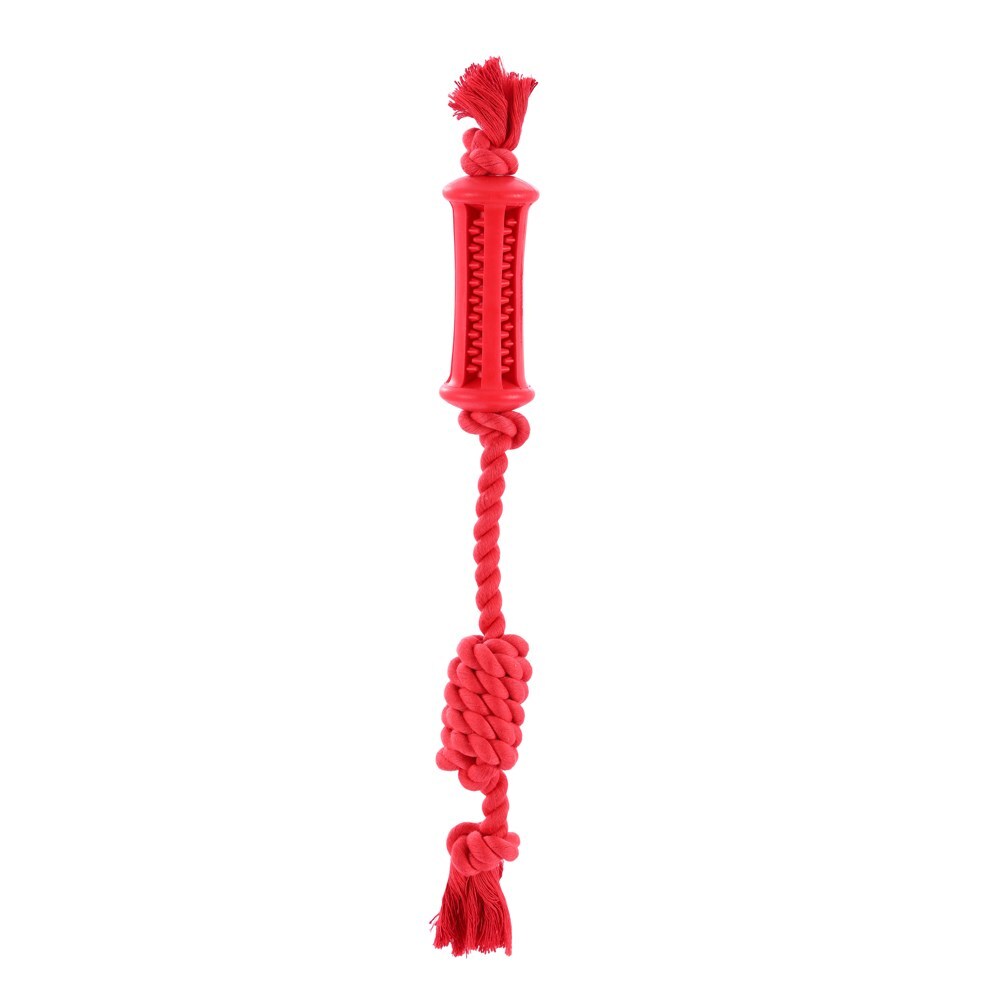 Paws & Claws Flavour-Bone Rope Tugger Beef Flavoured Rubber Toy 38X5cm Red