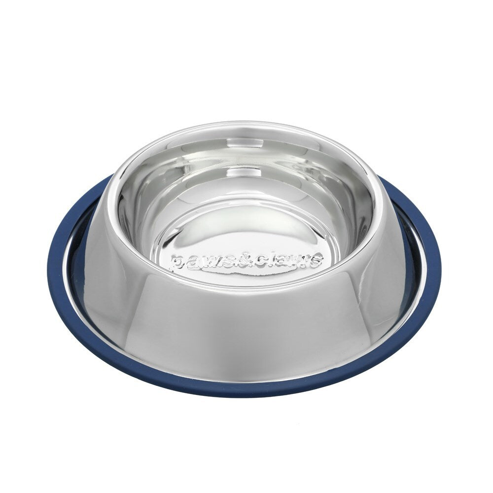 Paws & Claws Stainless Steel Pet Bowl Blue Anti-Skid 850Ml