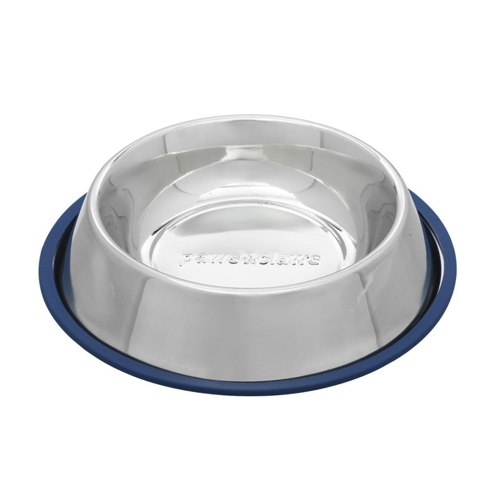 Paws & Claws Stainless Steel Pet Bowl Blue Anti-Skid 1.5L
