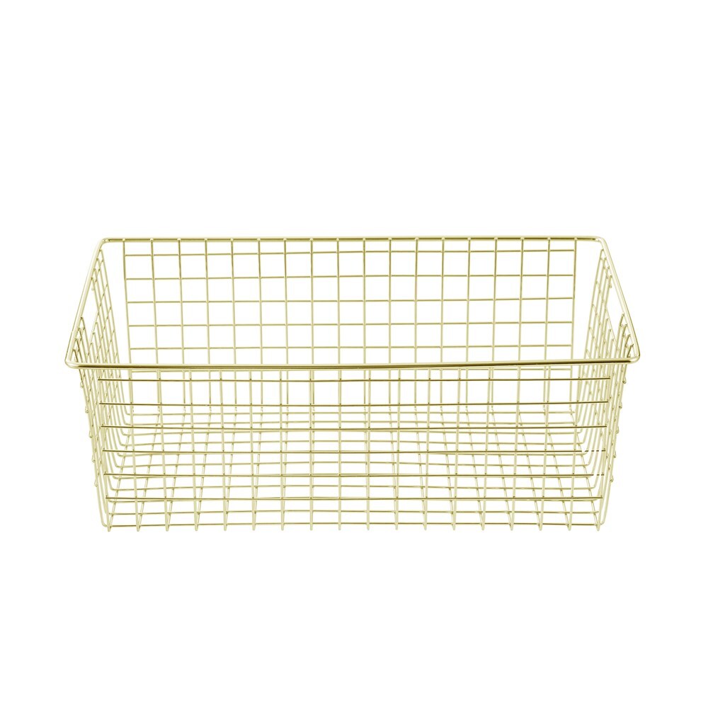 Boxsweden 40x15cm Wire Storage Basket - Gold