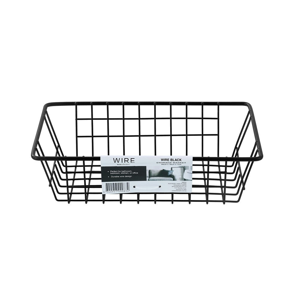 Boxsweden 26x7cm Wire Storage Basket - Black