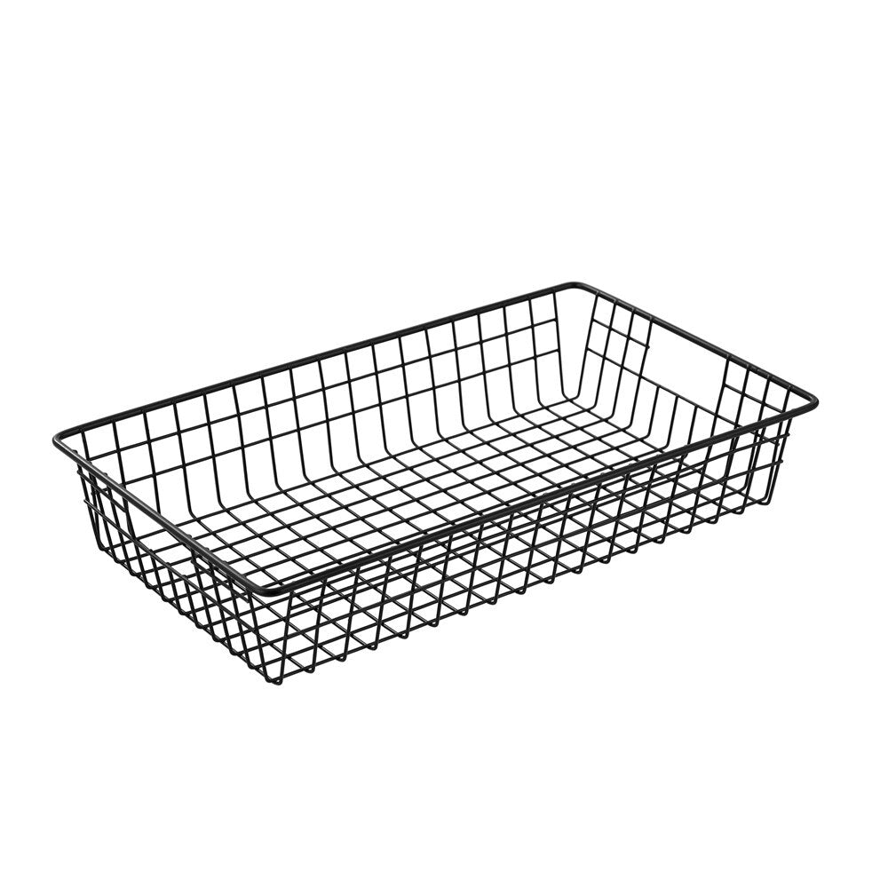 Boxsweden 40x7.5cm Wire Storage Basket - Black