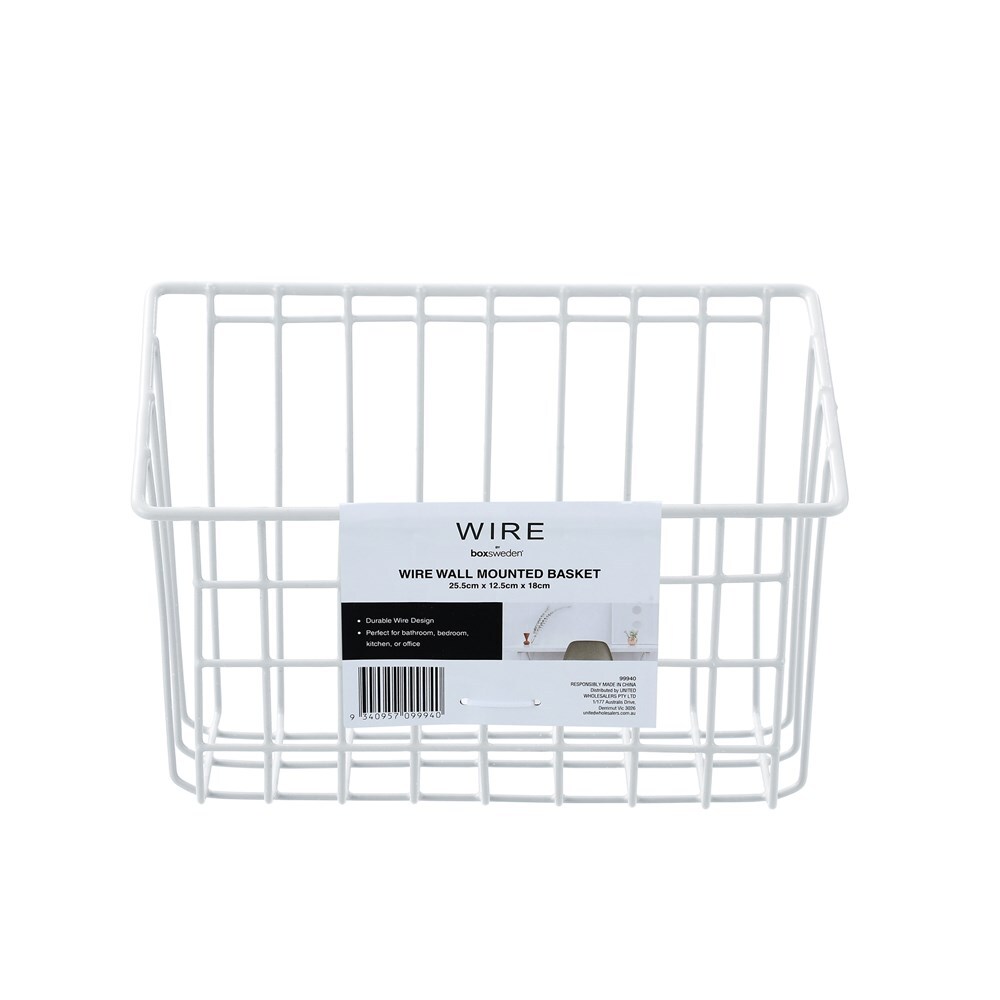 Boxsweden 25.5x12.5cm Wire Wall Mounted Basket - Assorted
