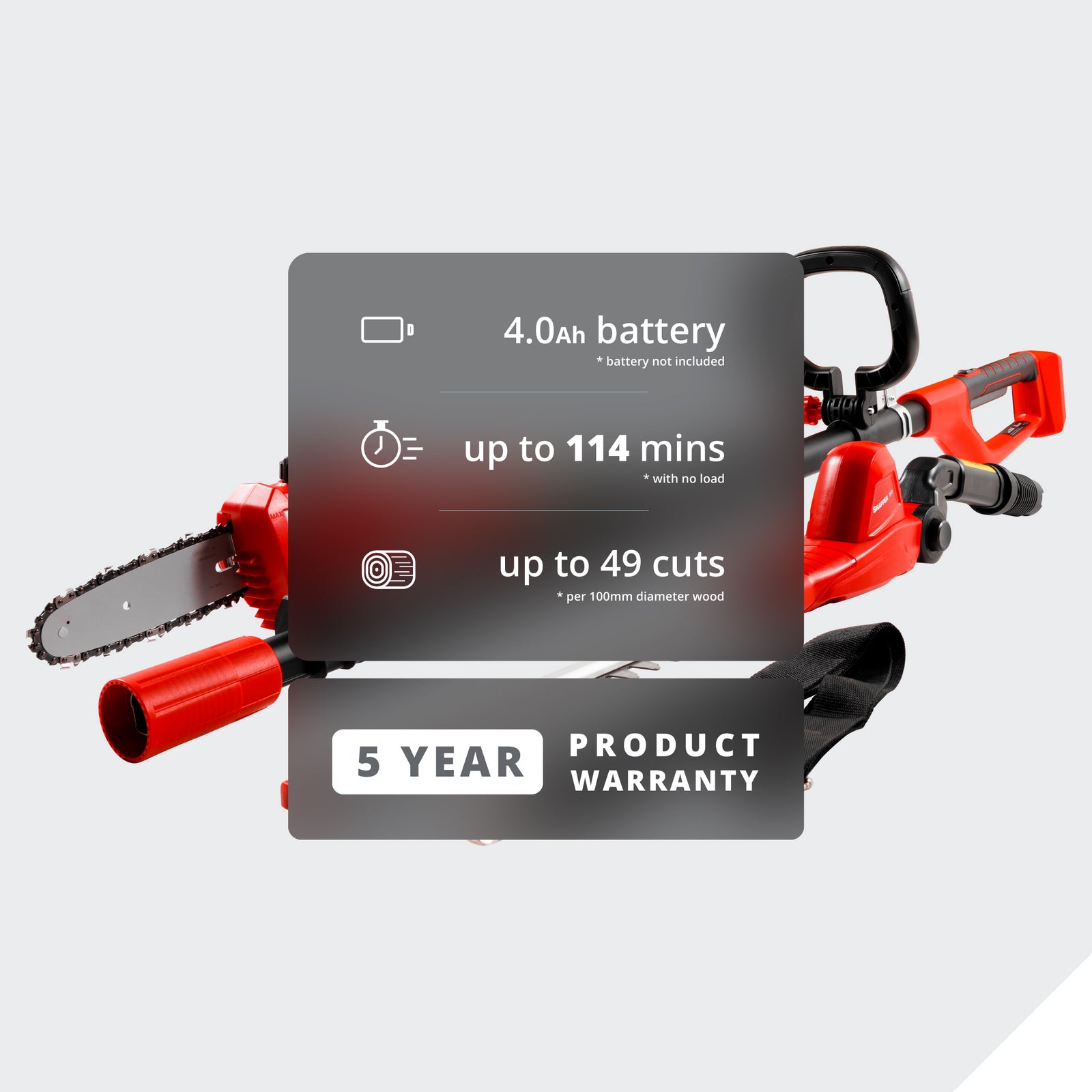 1697484-snapper-18v-cordless-chainsaw-hedge-trimmer-2-2m-long-reach-combo