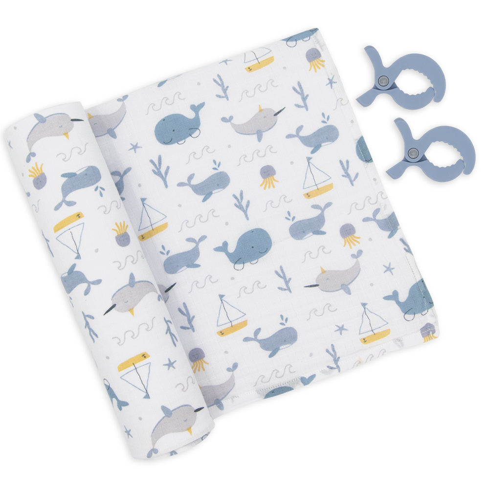 4042034-living-textiles-muslin-swaddle-pram-pegs-whale-of-a-time