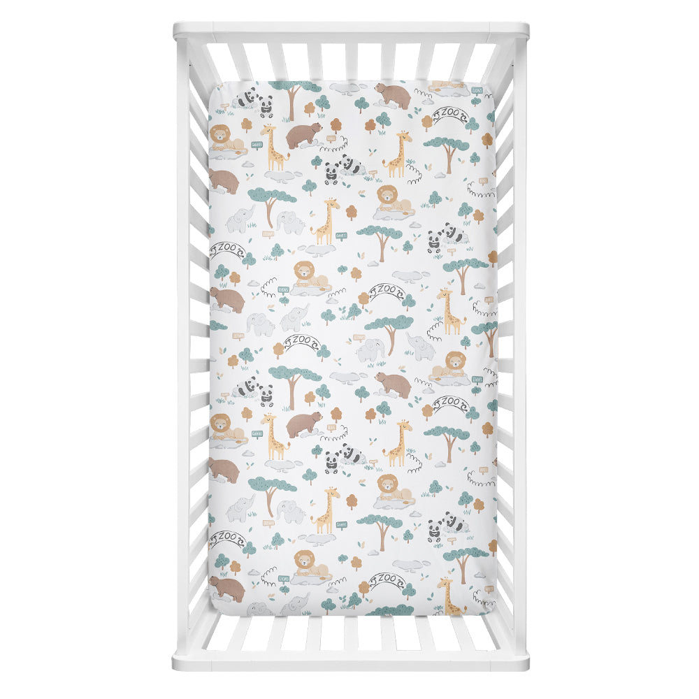 Lolli Living Cot Fitted Sheet Cotton Day at the Zoo