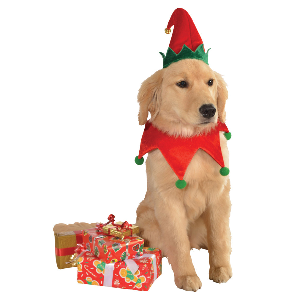 887717s-m-rubies-elf-hat-w-bell-collar-pet-costume-party-dress-up-size-s-m