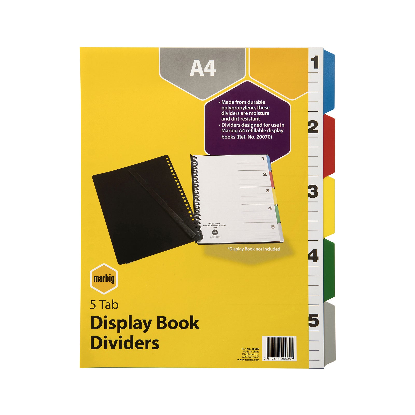 20089-marbig-pp-5-tab-coloured-a4-display-book-dividers-indices