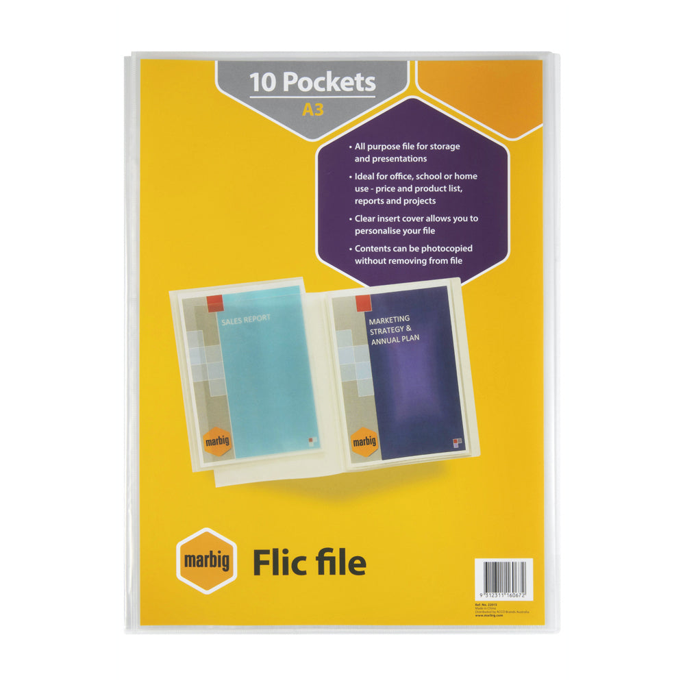 22015-marbig-flic-file-10-pocket-a3-display-book-w-insert-cover-clear