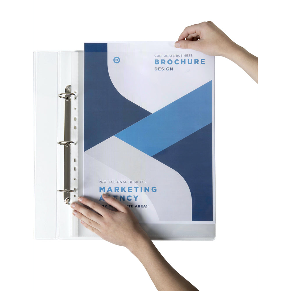 25103-100pc-marbig-heavy-weight-a3-ring-binder-sheet-protectors-portrait-clear
