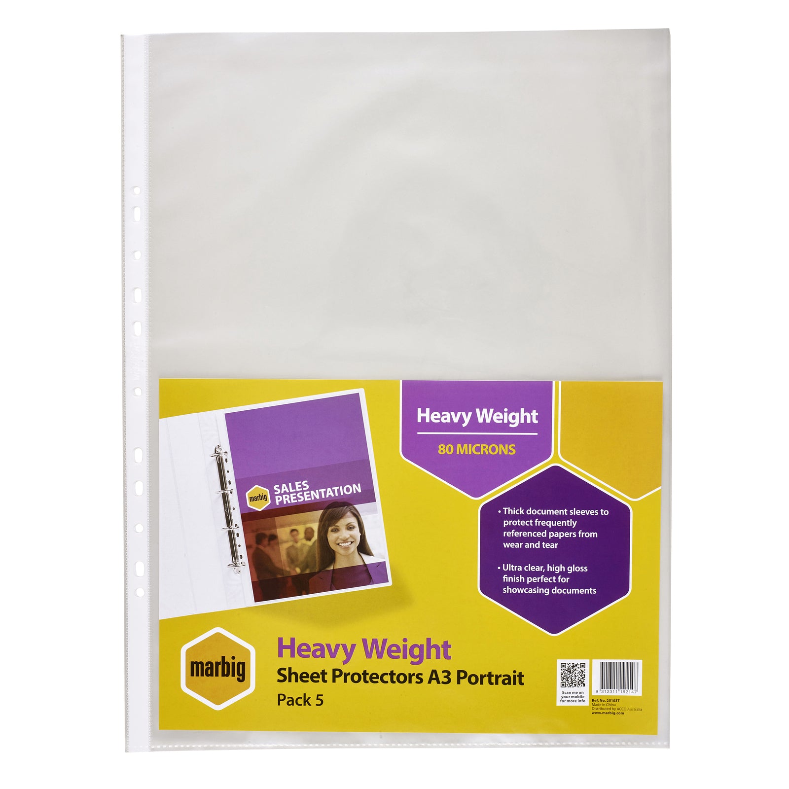 25103t-5pc-marbig-heavy-weight-a3-portrait-ring-binder-sleeve-protectors-clear
