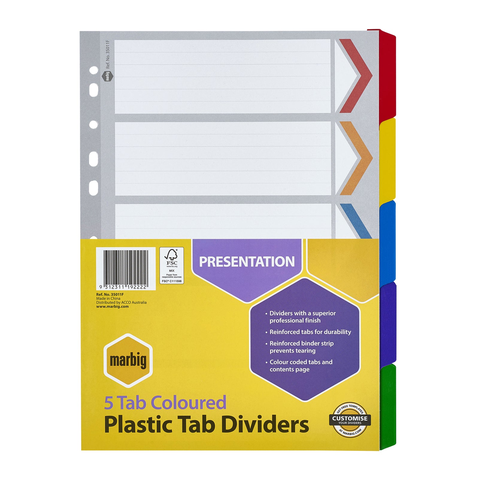 35011f-marbig-5-tab-coloured-a4-ring-binder-plastic-divider-organiser