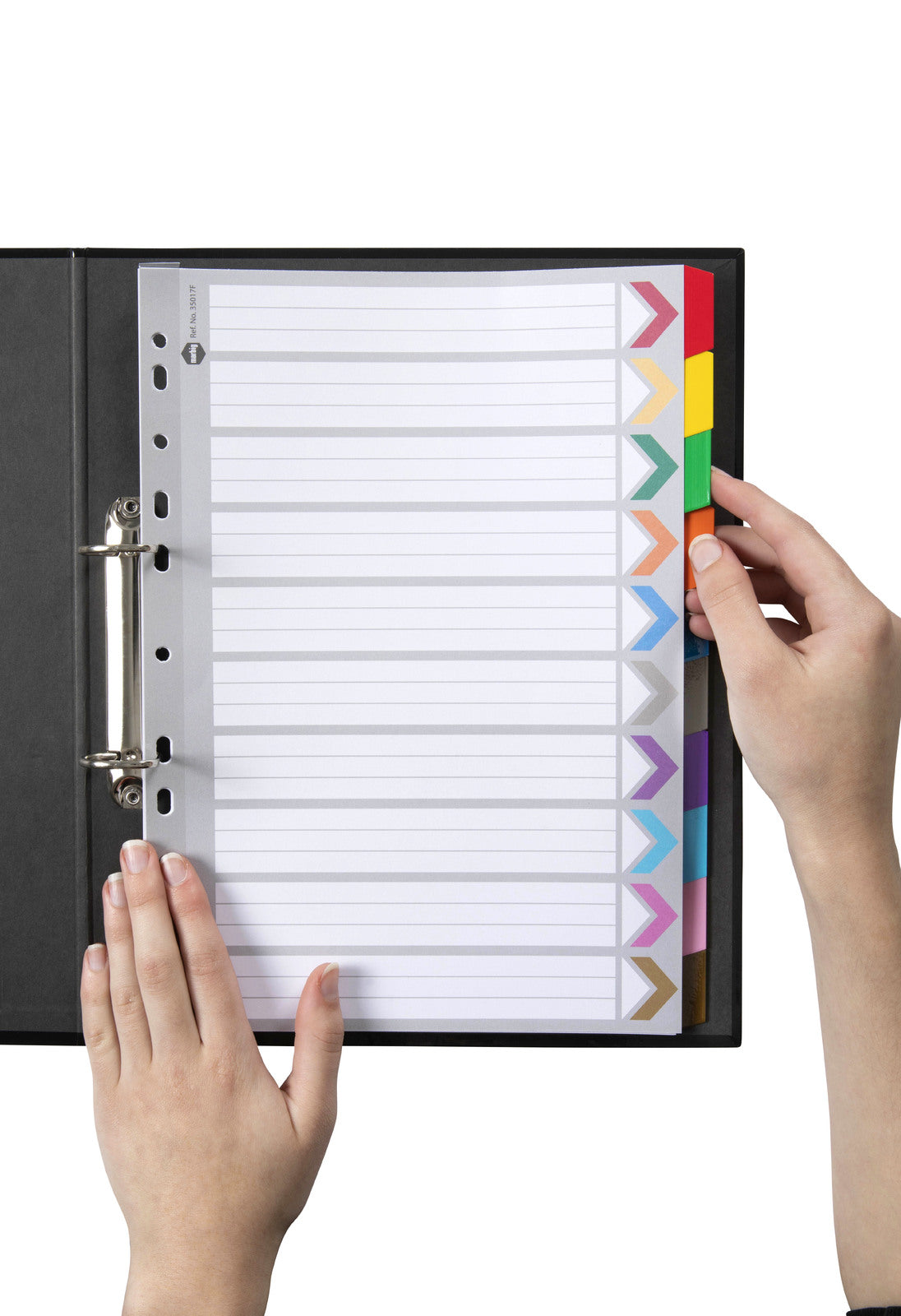 35017f-marbig-10-tab-coloured-a4-ring-binder-plastic-divider-organiser