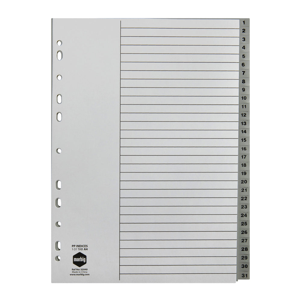 35040-marbig-pp-1-31-tab-a4-binder-indices-dividers-grey