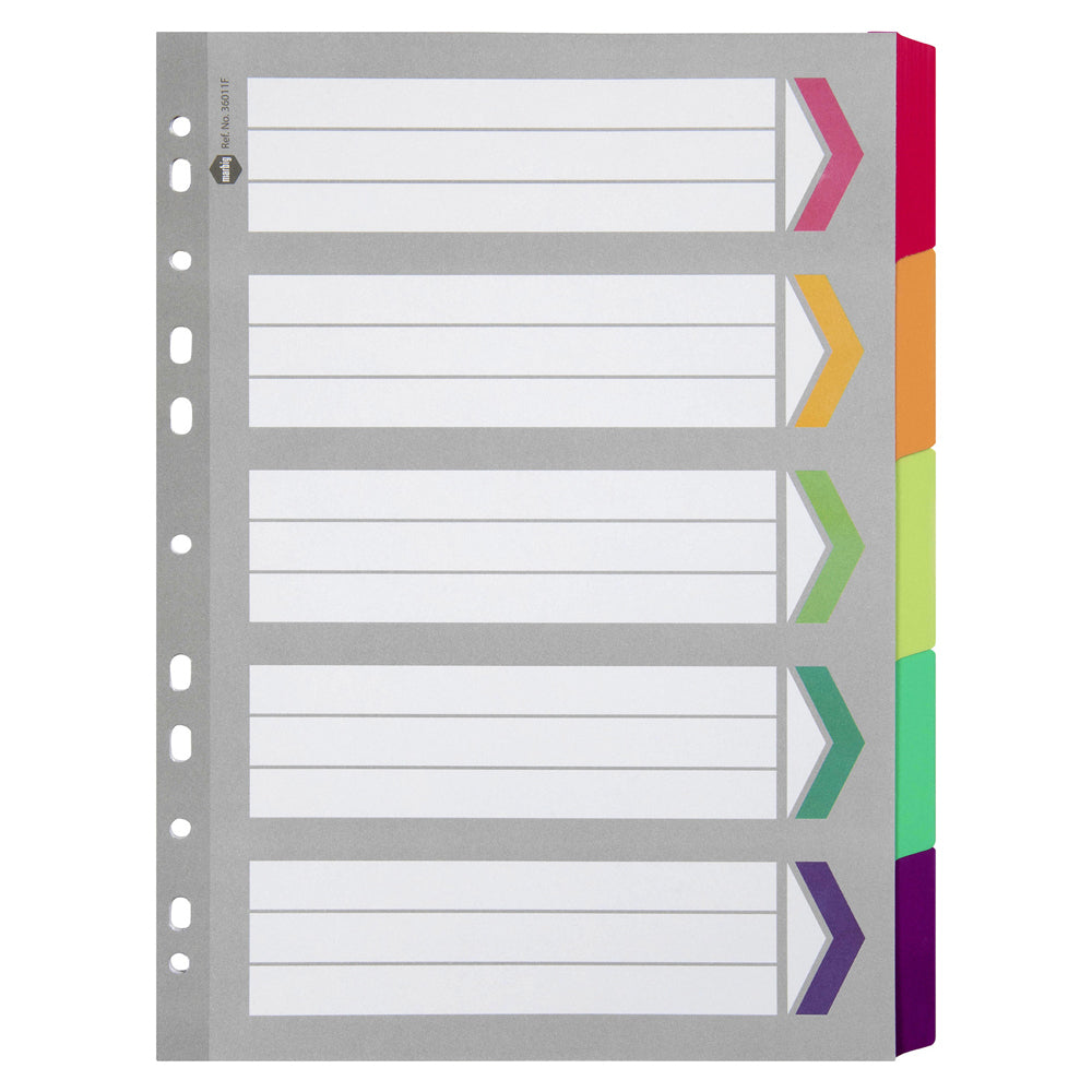 36011f-marbig-5-tab-fluoro-a4-ring-binder-plastic-divider-organiser