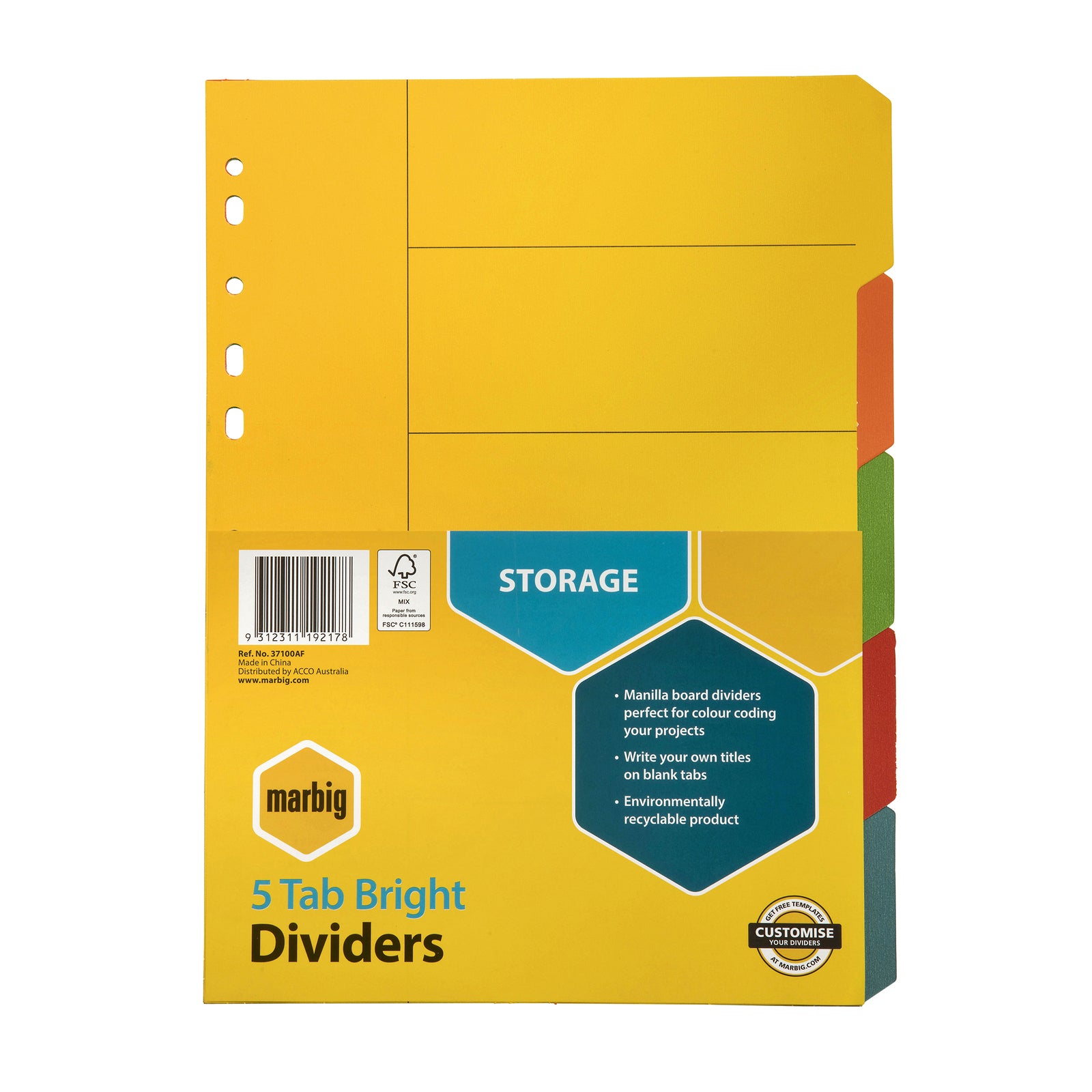37100af-marbig-brights-5-tab-manilla-a4-ring-binder-dividers