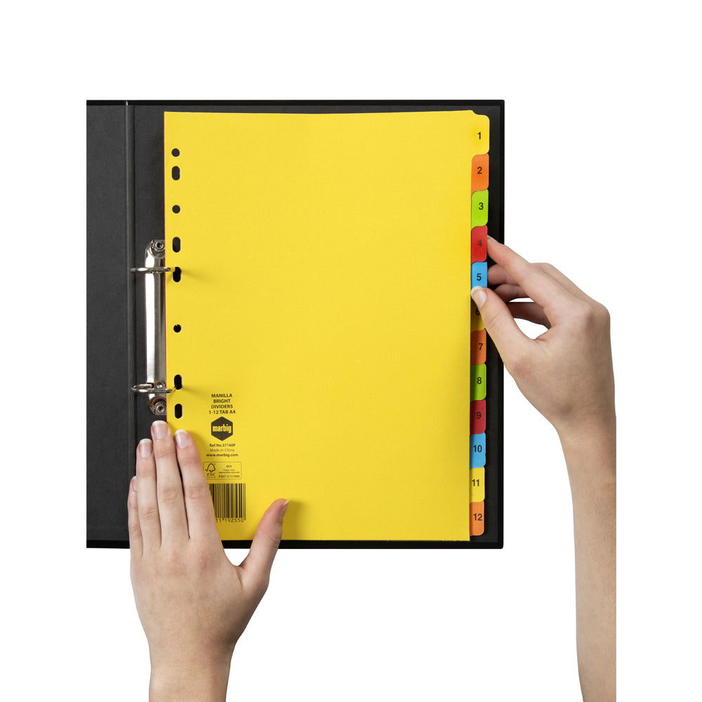 37160f-marbig-brights-1-12-tab-manilla-a4-ring-binder-dividers