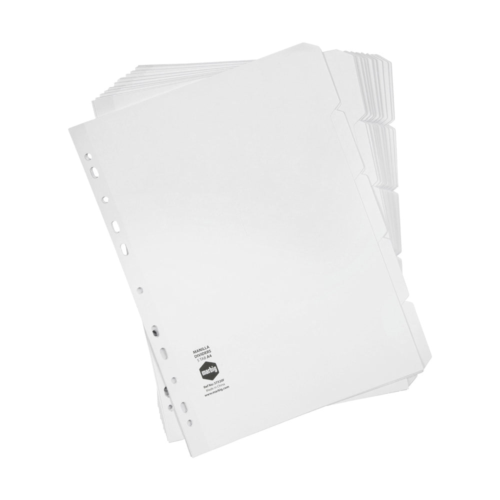 37320f-20pc-marbig-white-5-tab-manilla-a4-ring-binder-indices-dividers