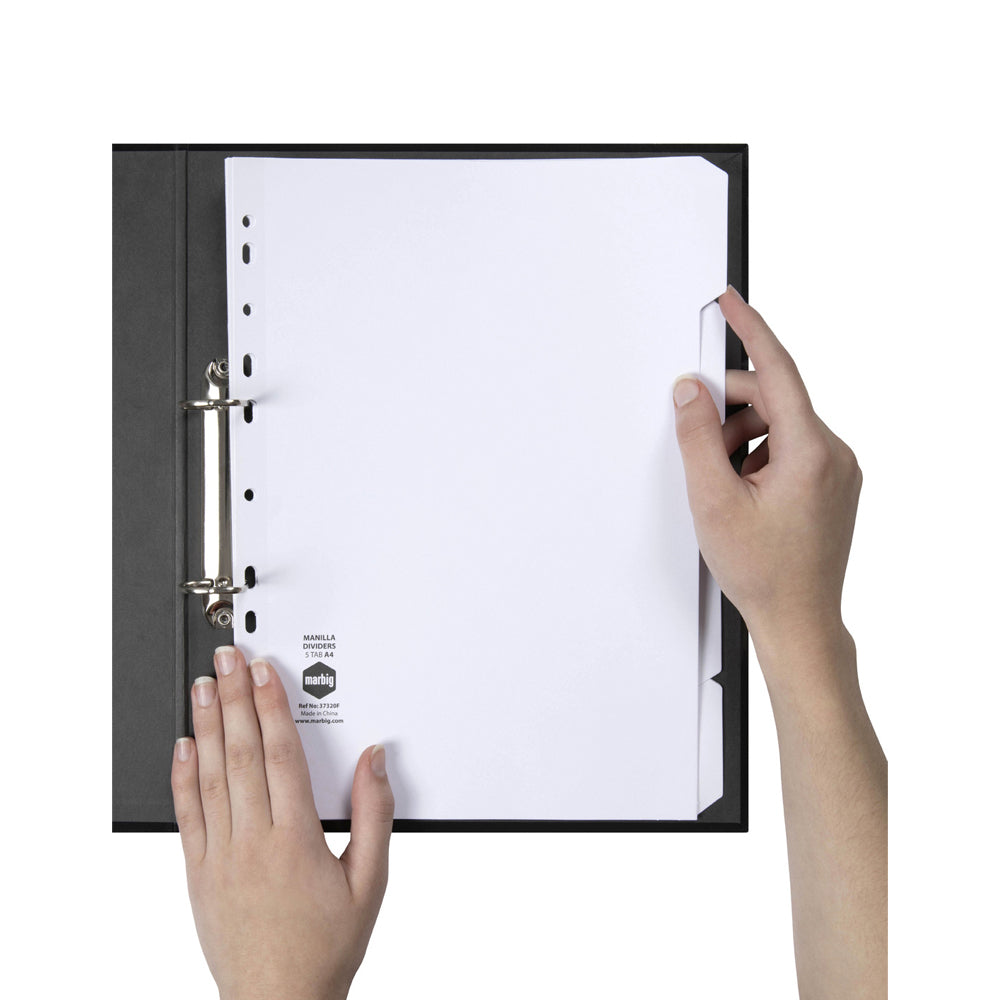 37320f-20pc-marbig-white-5-tab-manilla-a4-ring-binder-indices-dividers