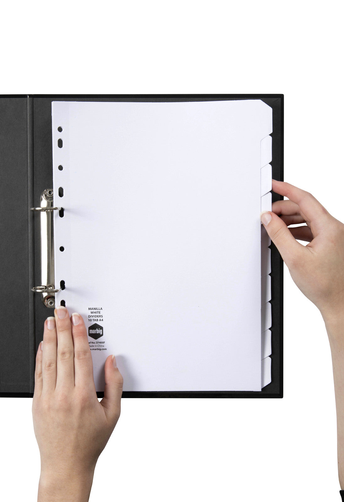 37400f-marbig-white-10-tab-manilla-a4-ring-binder-indices-dividers