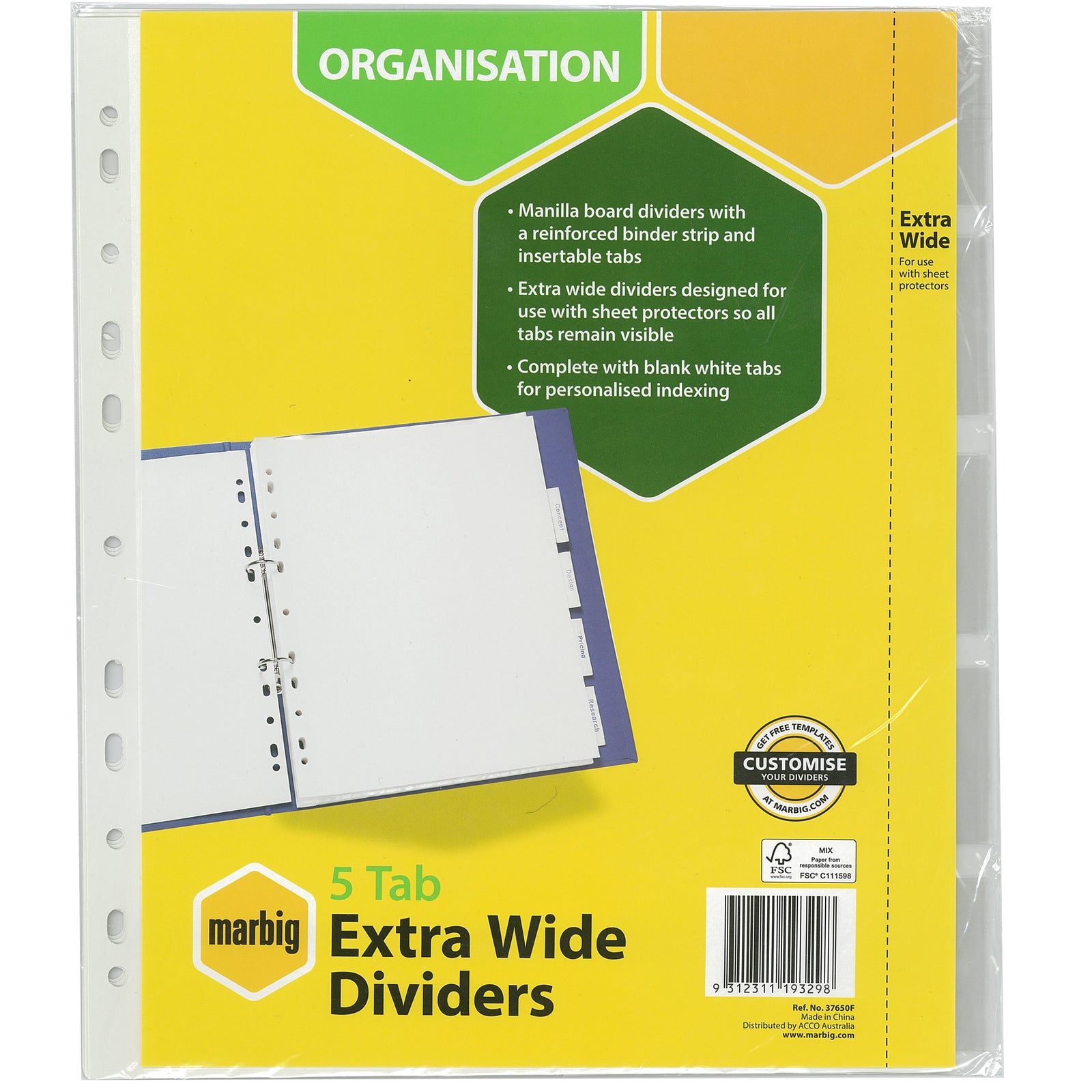 37650f-marbig-extra-wide-5-tab-white-manilla-a4-binder-insert-dividers