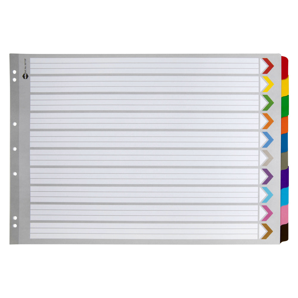 38710f-marbig-10-tab-a3-landscape-ring-binder-plastic-tab-divider